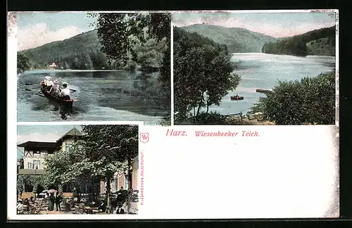 AK Wiesenbeek /Harz, Gasthaus, Boote, Teich
