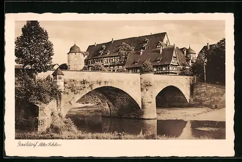 AK Gaildorf, Altes Schloss mit Brücke