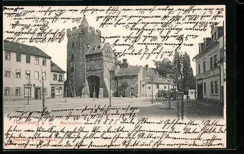 AK Naumburg a. S., Marientor mit Bäckerei und Geschäft