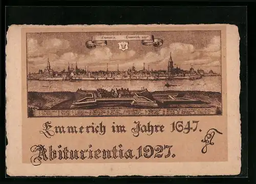 AK Emmerich, Absolvia Abiturientia 1927, Ortsansicht anno 1647