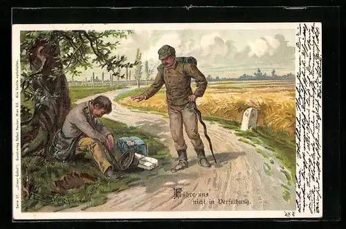 Künstler-AK E. Döcker: Unser Gebet, Zwei Wanderer