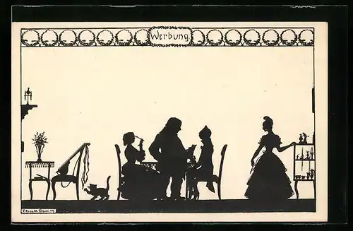 Künstler-AK Elsbeth Forck: Schattenbild eines bürgerlichen Salons