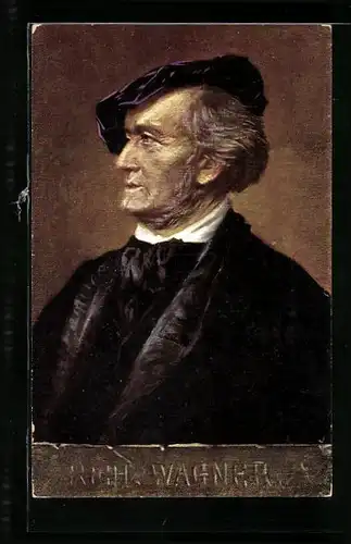 AK Portrait von Richard Wagner mit schwarzer Mütze