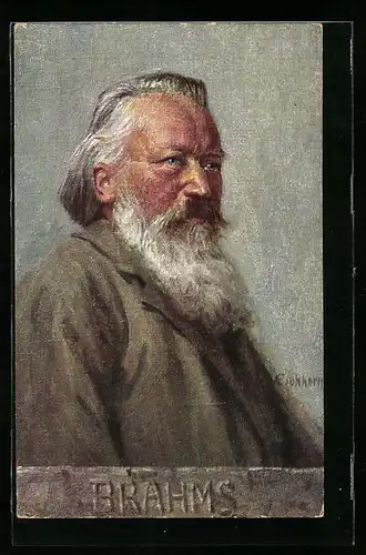 AK Portrait von Johannes Brahms mit langem Bart
