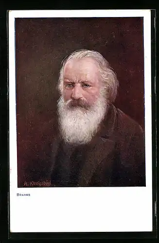 AK Porträt von Johannes Brahms mit Vollbart