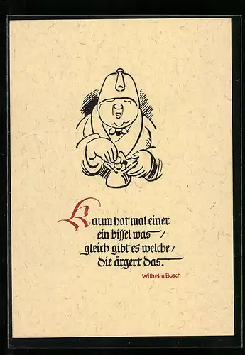Künstler-AK Wilhelm Busch: Kaum hat mal einer ein bissel was..., Bild aus Julchen