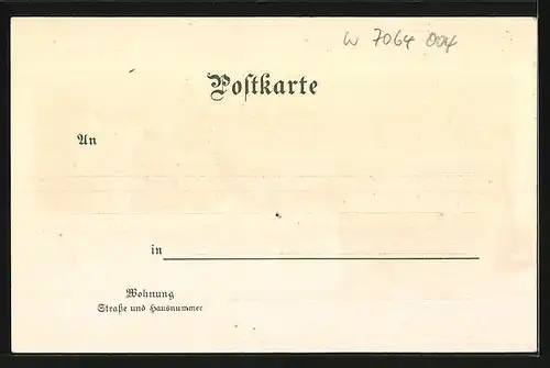 Lithographie Buoch bei Winnenden, Ortsansicht mit Aussichtsturm und Alb-Blick