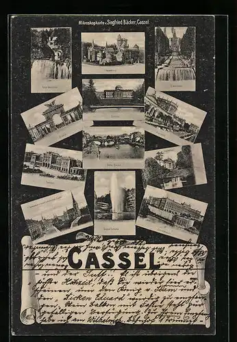 AK Cassel, Bahnhof, Löwenburg, Grosse Fontaine