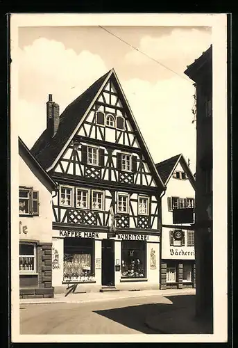 AK Bad Mergentheim, Kaffee Mark mit Strasse