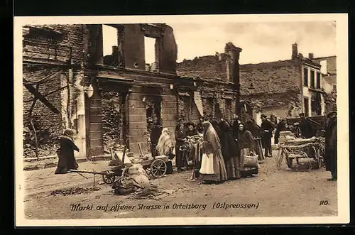 AK Ortelsburg, Marktgeschehen zwischen Ruinen