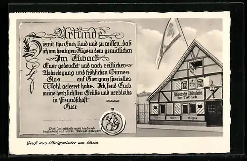 AK Königswinter a. Rh., Weinhaus i. Tuback
