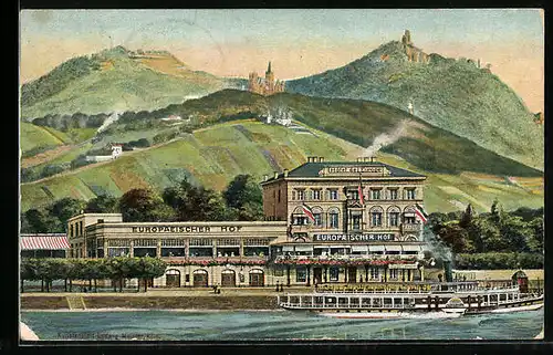 Künstler-AK Königswinter, Europäischer Hof, Hotel de l`Europe