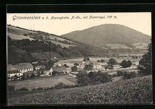 AK Grimmenstein a. d. Aspangbahn, Ortsansicht mit Kulmriegel