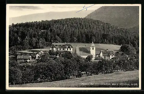 AK Raach am Hochgebirge, Ortsansicht mit Kirche
