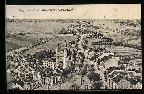 AK Maria Lanzendorf, Ortsansicht aus der Vogelschau