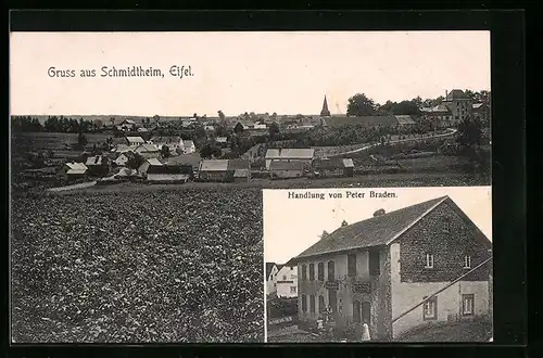 AK Schmidtheim /Eifel, Gesamtansicht mit Umgebung, Handlung Peter Braden