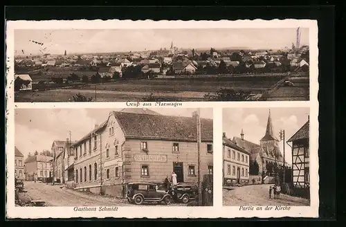 AK Marmagen, Gasthaus Schmidt, Partie an der Kirche