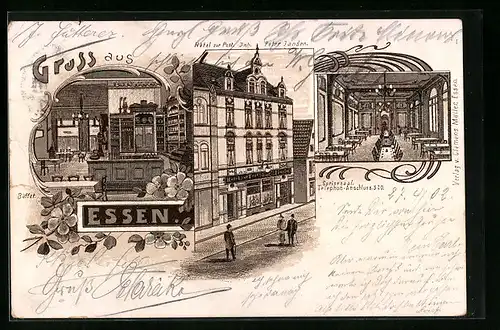 Lithographie Essen, Hotel zur Post, Büffet