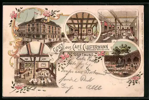 Lithographie Dortmund, Cafe Clostermann, Innenansichten