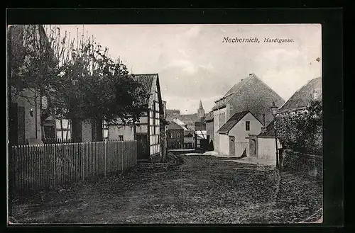 AK Mechernich, Strasse Hardtgasse mit Bäumen