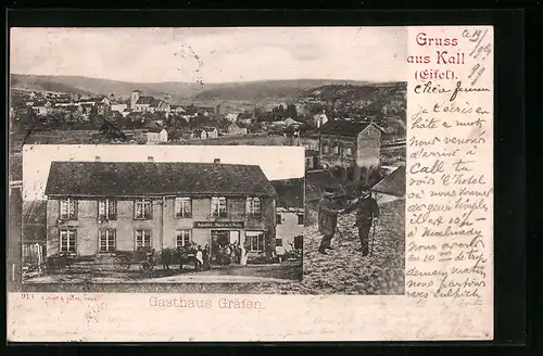 AK Kall /Eifel, Gasthaus Gräfen, Teilansicht