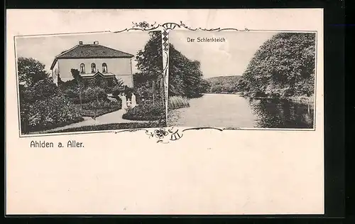 AK Ahlden a. Aller, Gutshaus, Der Schlenkteich