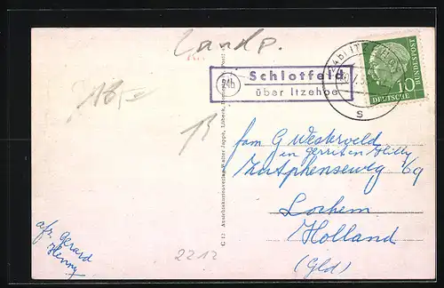 AK Schlotfeld bei Itzehoe, Kolonialwaren v. Johanna Rönnau, Strassenpartien, Ehrenmal