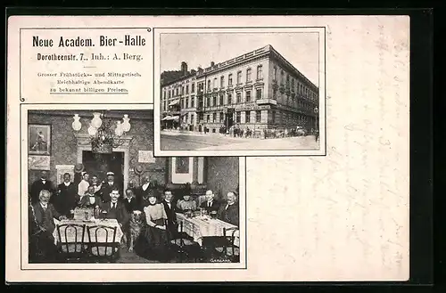 AK Berlin, Neue Academ. Bier-Halle, Dorotheenstrasse 7