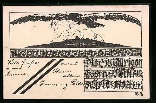 AK Essen-Rüttenscheid, Die Einjährigen 1914, Absolvia, Aar