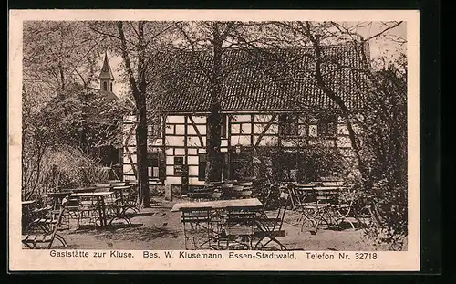 AK Essen-Stadtwald, Gaststätte zur Kluse mit Terrasse