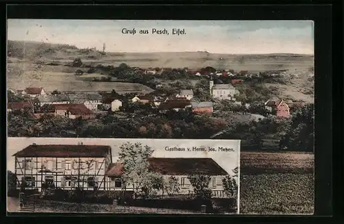 AK Pesch i. Eifel, Gasthaus Jos. Metzen, Ortsansicht