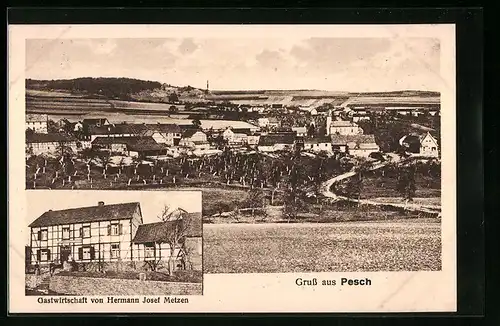 AK Pesch, Panorama, Gastwirtschaft Metzen