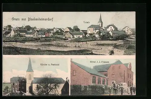 AK Blankenheimerdorf, Totalansicht, Kirche und Pastorat, Hotel Friesen