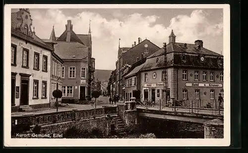AK Gemünd i. Eifel, Ortsansicht mit Hotel Kremer