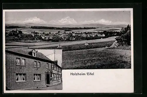 AK Holzheim i. Eifel, Ortsansicht, Restauration zum Rothirsch