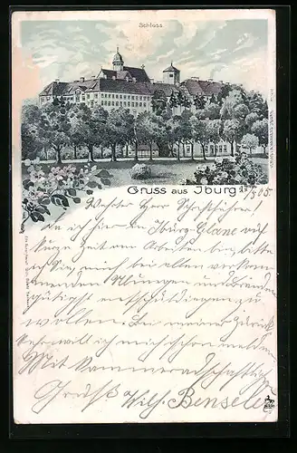 Lithographie Iburg, Darstellung des Schlosses