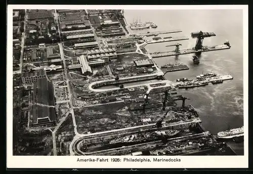 Fotografie Luftschiff Graf Zeppelin LZ-127 Weltfahrt, Marinedocks in Philadelphia 1928