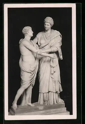 AK Roma, Museo Nazionale Romano, Gruppo firmato dallo scultore Menelao