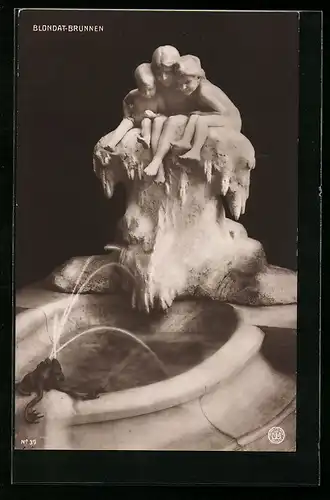 AK Blondat-Brunnen, wasserspeiende Frösche