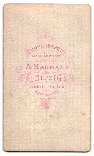 Fotografie A. Naumann, Leipzig, Dorotheen-Strasse 12, Junge Dame mit Flechtfrisur und ernstem Gesicht