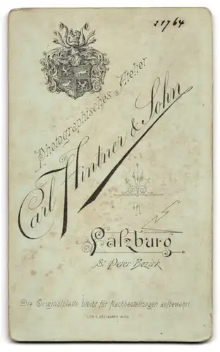 Fotografie Atelier Carl Hintner u. Sohn, Salzburg, St. Peter Bezirk, stattlicher junger Mann mit Schnurrbart