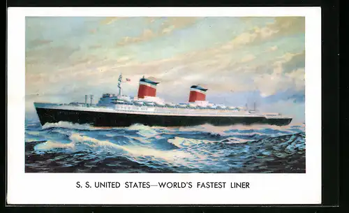 AK Passagierschiff SS United States auf hoher See