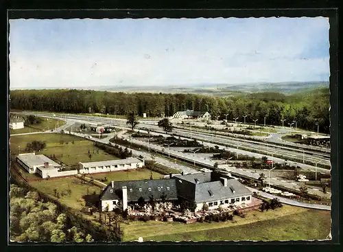 AK Rohrbrunn über Aschaffenburg, Autobahn-Rasthaus im Spessart zwischen Frankfurt-Nürnberg
