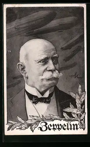 Künstler-AK Portrait des Grafen Ferdinand von Zeppelin