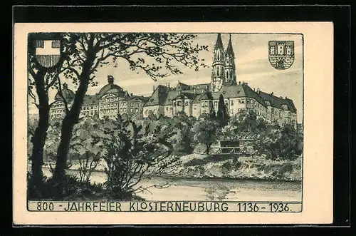 Künstler-AK Klosterneuburg, Kloster, Karte zur 800-Jahrfeier 1936