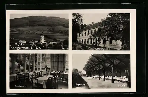 AK Königstetten, Ortsansicht, Erholungsheim, Speisesaal, Liegehalle