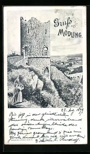 Künstler-AK Mödling, Der Schwarze Thurm