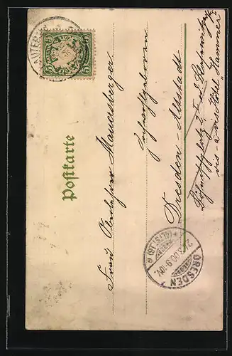 AK Osterengel mit Veilchen