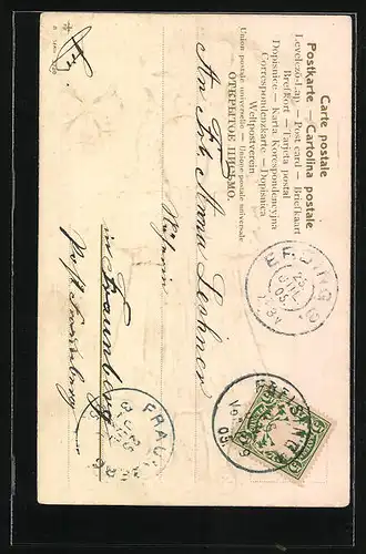 AK Kleines Mädchen im Kleid mit Kleeblättern