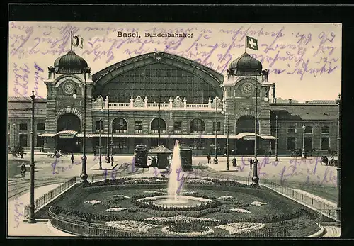 AK Basel, Blick auf Bundesbahnhof